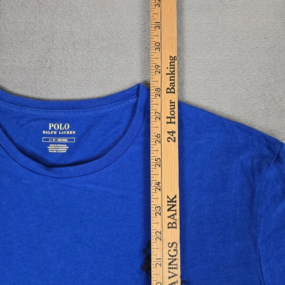 Polo Ralph Lauren T-Shirt Mens Large Big Pony Jersey Blue #3 Cotton Short Sleeve